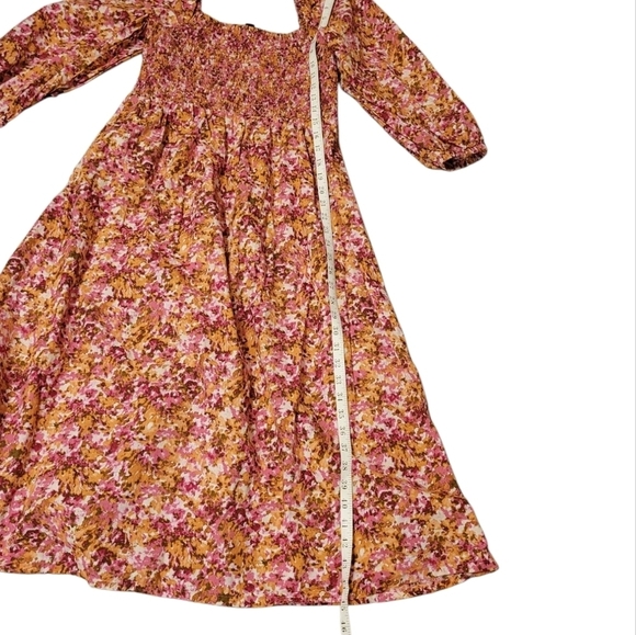 J. Crew Smocked puff-sleeve dress in faded floral pink BD996 Women's Large - Picture 6 of 9